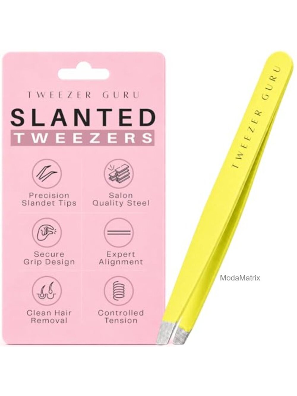 Precision Slant Pointed Stainless Steel Tweezers for Eyebrow & Ingrown Hair